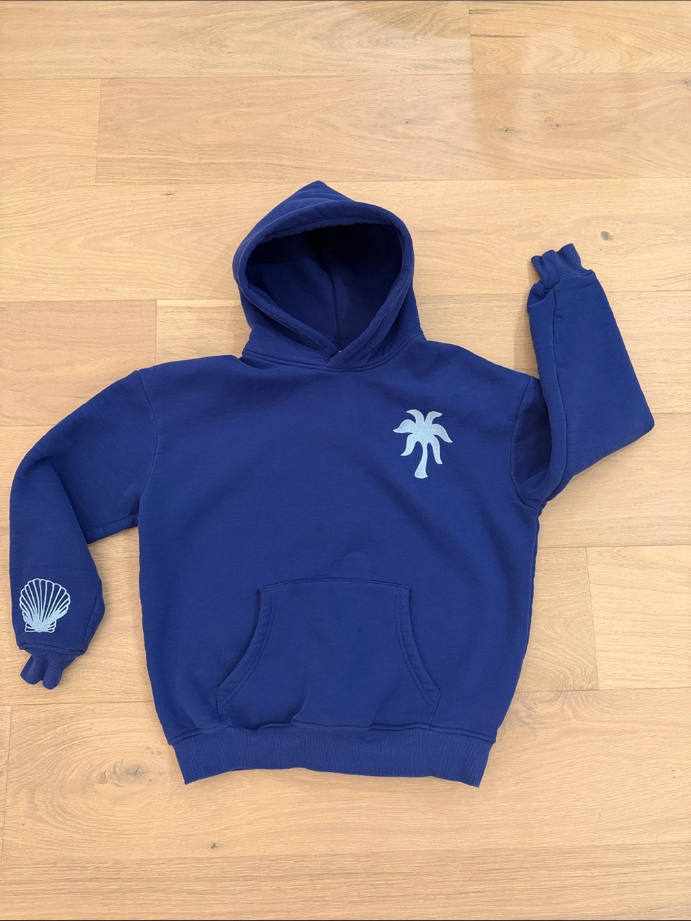 Navy Palm Graphic Hoodie Sweatshirt - girls small